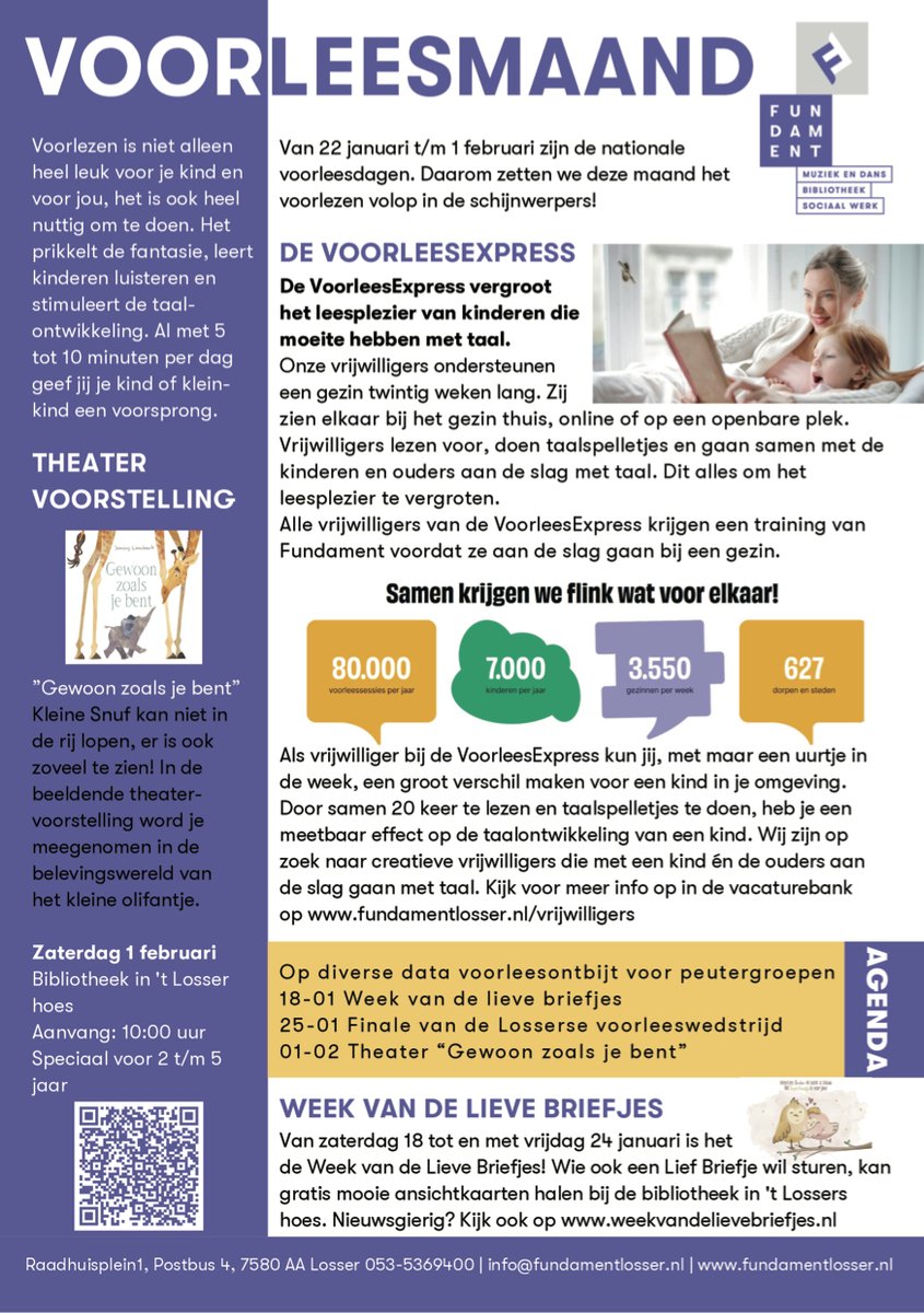 Infopagina Fundament: Voorleesmaand

twentejournaal.nl/artikel/44824-…

#fundamentlosser #voorleesmaand #theater #kindertheater #voorleesontbijt #taalontwikkeling #losser #beuningen #delutte #overdinkel #glane #glanerbrug #lonneker #dinkelland #oldenzaal #twente