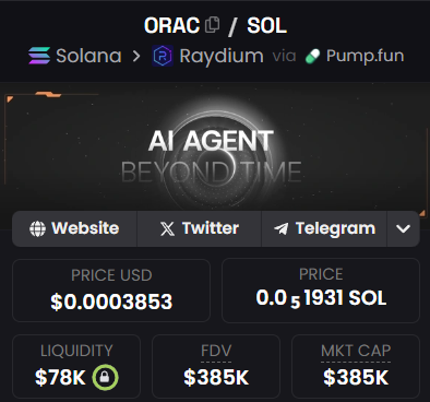 0x_Discover's tweet photo. The bot I built to track insider activity tied to Binance and Coinbase has just flagged a new token.

If you remember #Fartcoin , I shared it when it went from $179M ⭢ $1B [10x profit for those who saw it early]

Now, I shill $ORAC whilte it`s only at $385K
CA: HVVpMydGxHWLzyMA4WgPDnEA3xyekPBy4YfRgYDHpump

This is an AI agent with real utility, its own app, and open-source code on GitHub. I’m buying and holding for x200-x350 returns.