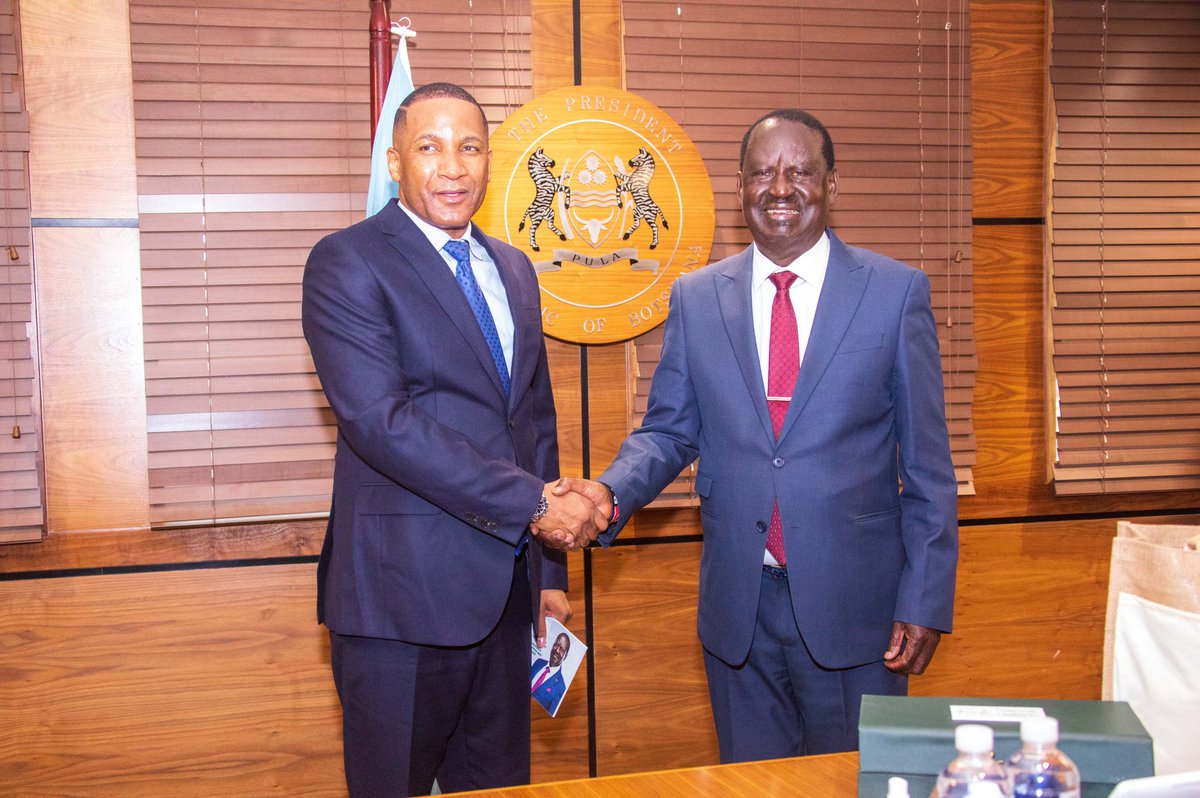 RailaodingaAuc's tweet photo. I continued with my AUC chairperson campaigns in the SADC region with a stop in Botswana. H.E President Duma Boko is hosting in Gaborone. Thank you Mr President for creating time to allow me share my vision for a prosperous and united Africa. https://t.co/4MDWyLxpzr
