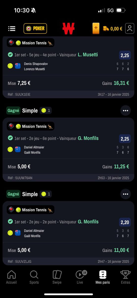 alex_cgd23's tweet photo. @WinamaxSport Ahahah, j’ai gagné quatre paris live hier remplissant toutes les conditions. Bizarrement, 2 n’ont pas été pris en compte alors qu’ils étaient parfaitement valables. Je m’assois donc sur les 20e de Freeebets, merci @WinamaxSport 👍 https://t.co/eLE8ry7T2f