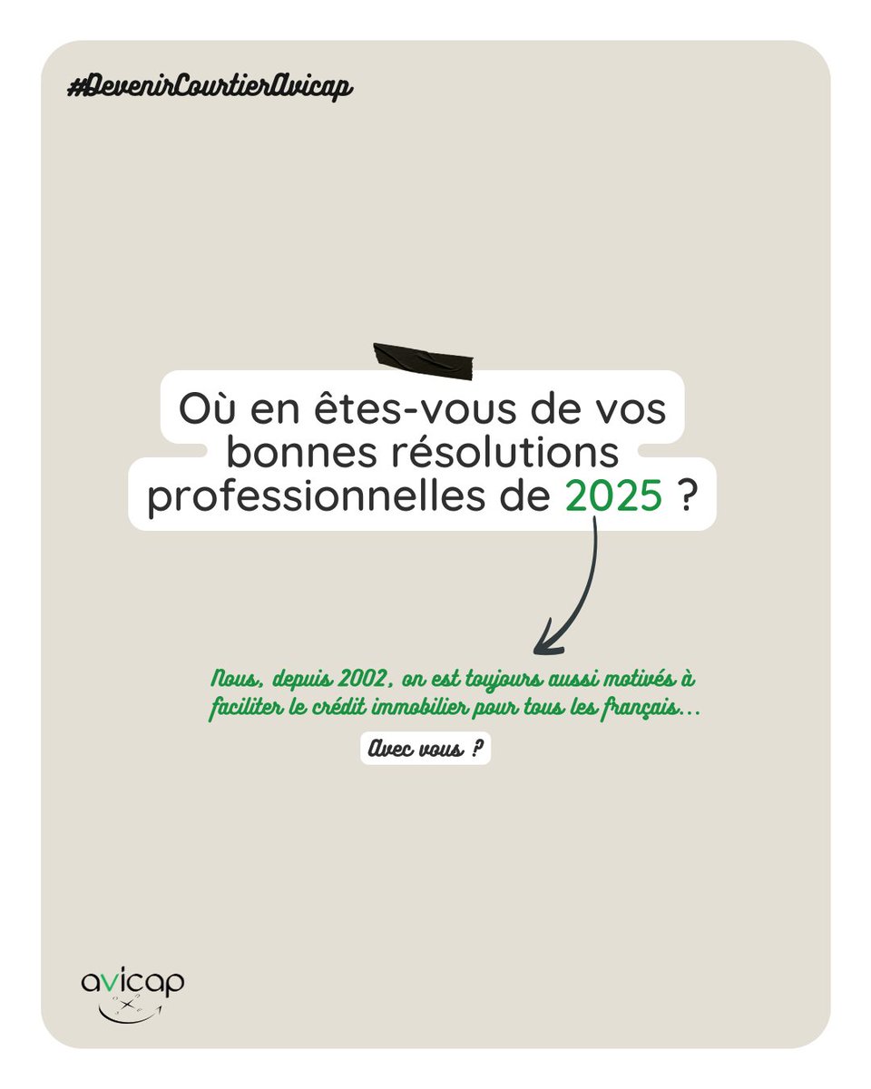 🌱 Comme Plus de 150 femmes et hommes, rejoignez le réseau AVICAP et faites bouger les lignes du crédit immobilier ! 

#Onrecrute #Courtier #CreditImmobilier #Assurancedepret