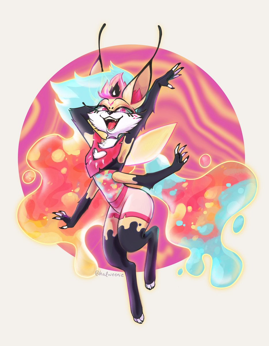 Bee!!!! 👑🐝 ✨✨✨ She’s a lot of fun to draw 
#HelluvaBossFanart #HelluvaBossBeelzebub  #QueenBeelzebub