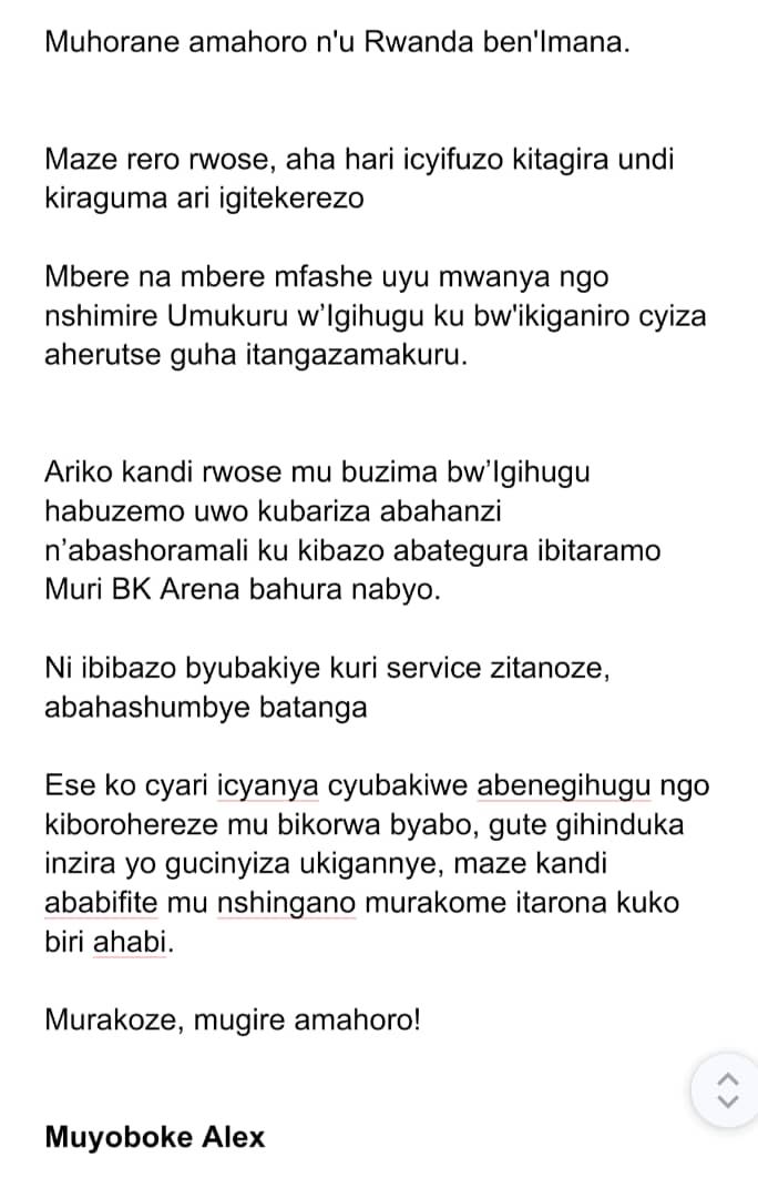 Muhorane amahoro n'u Rwanda ben'Imana.

Iterambere rya Creative Industry, ni Iterambere rw'Igihugu.

Uruhare rwacu twese rurakenewe.

Murakagira Imana n'u Rwanda.

<a href="/jnabdallah/">UTUMATWISHIMA</a> <a href="/RwandaYouthArts/">Ministry of Youth and Arts | Rwanda</a> <a href="/PSF_Rwanda/">PSF Rwanda</a> <a href="/RuzindanaRUGASA/">Ruzindana Rugasaguhunga</a> <a href="/ScoviaMutesi/">MUTESI SCOVIA</a> <a href="/JeanneFM1/">Jeanne F. Mubiligi</a> 
<a href="/RDBrwanda/">Rwanda Development Board</a>