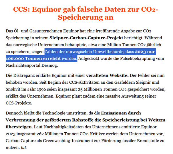 KarSmid's tweet photo. JETZT auch aktueller Artikel in @TableBriefings zu den von @Equinor gestreuten Desinformationen zum CO2-Endlager #Sleipner. Trotz Hinweis korrigiert auch das #BGR diese Falschinfomationen zu #CCS-Projekten nicht. https://t.co/ewW4CwlwlT