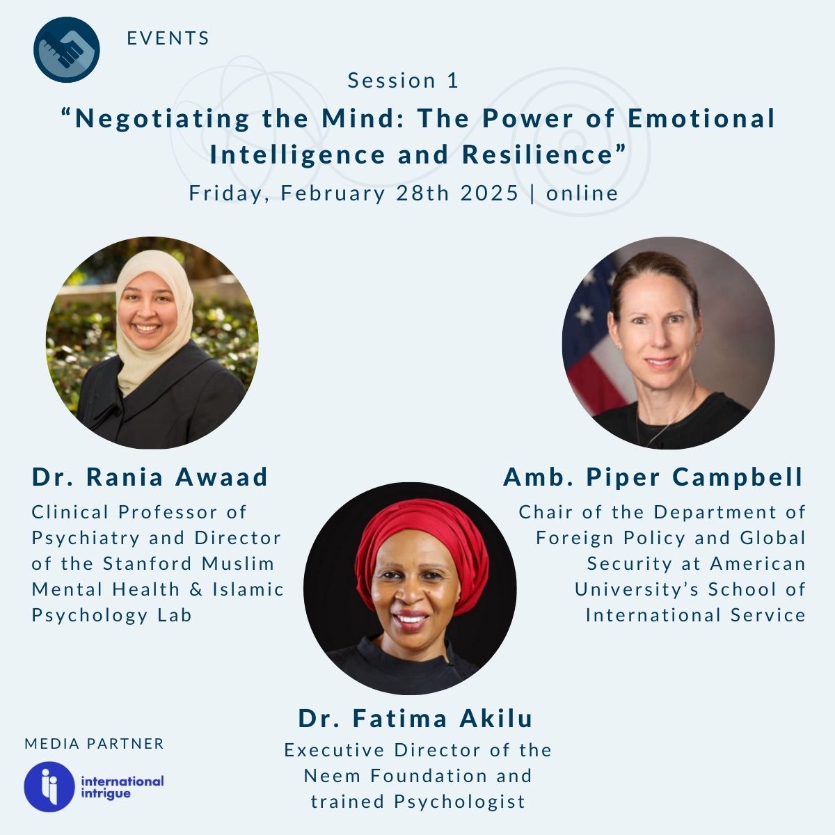 🌟 Emotional Intelligence is key to successful #negotiations! 
Join Session 1 of the e-Conference on Mental Health in Negotiation on Feb 28, 2025. 

Conference Details:
📅 When: Feb 28 - Mar 1, 2025
📍 Where: Online
👉 Register: bit.ly/4a5dxPD