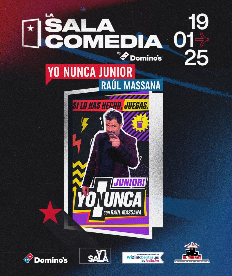 Este domingo, risas para toda la familia con 'Yo Nunca Junior' en 'La Sala Comedia by Domino's'. 

¡No te lo pierdas! 

entradas.baila.fm/baila/select/2…