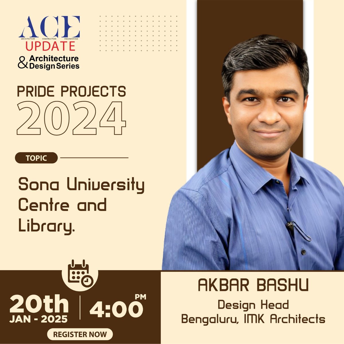 aceupdatemag's tweet image. Join us for an insightful session with, Architect Ar. Akbar Bashu, Design Head – Bengaluru, IMK Architects on "Pride Projects 2024"
.
🗓️ Date: January 20, 2025
⏰ Time: 4:00 - 5:30 PM IST
Register Now: lnkd.in/dgtBHAeu

.
#aceupdate #PrideProjects2024 #IndiaArchitecture