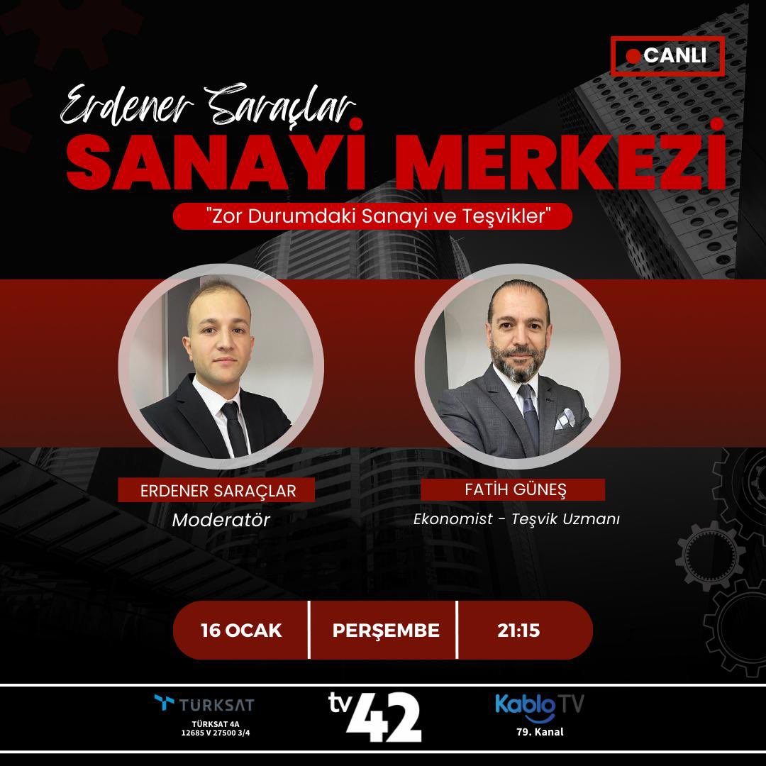 Ekonomist ve Teşvik Uzmanı Fatih Güneş, Erdener Saraçların hazırlayıp sunduğu Sanayi Merkezi Programının konuğu oluyor.

16 Ocak Perşembe | Saat 21:15

<a href="/esaraclar/">Erdener Saraçlar</a> <a href="/mfatihgunes/">Fatih GUNES</a>