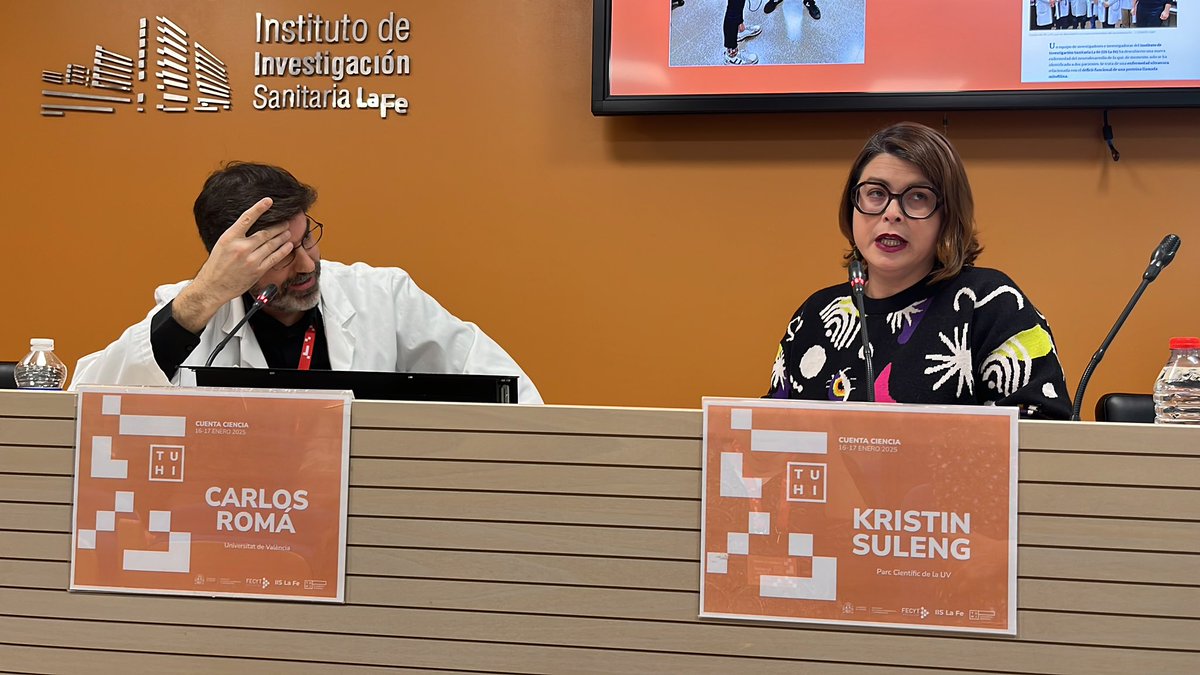 Que geniales <a href="/DrLitos/">Carlos Romá Mateo</a> y <a href="/KSuleng/">Kristin Suleng 🔬🔎💡</a> escenificando como  muchas veces (no) existe buena comunicación entre investigadores/as y periodistas.

<a href="/IISLaFe/">IIS La Fe</a> #CuentaCiencia