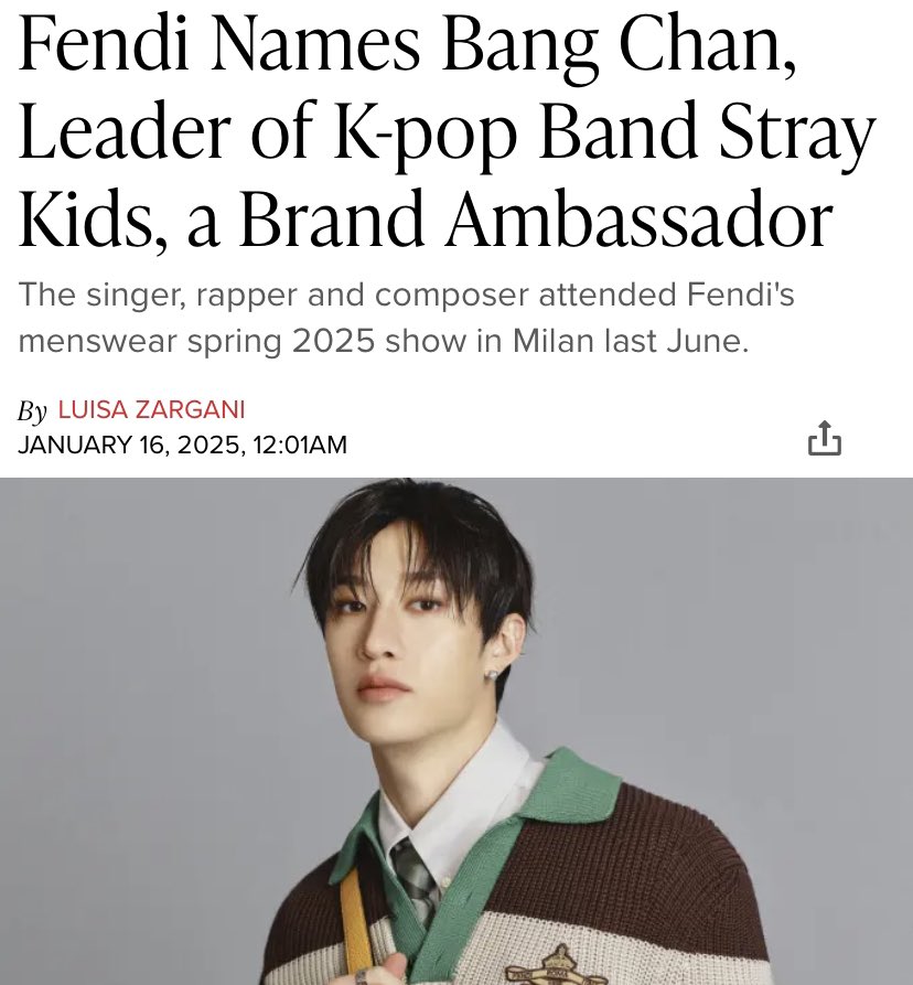 FENDI HAS NAMED BANG CHAN AS ITS NEW BRAND AMBASSADOR! 
chan: "i felt an immediate connection to fendi with its creative and fun spirit; it is my honor to join the fendi family in its 100th anniversary year, which makes it even more special"