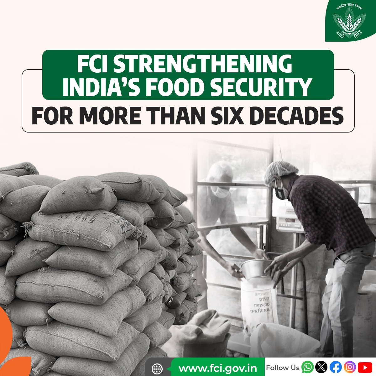 From procurement to distribution, FCI ensures your plate is full and nutritious, safeguarding India’s food security for more than 60 years.

#FromFarmToTable #RotiKiKahani #FoodSecurityForAll #FCI #India