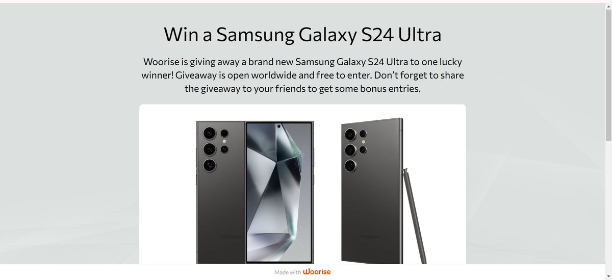 ShashankD31's tweet photo. Try Your Luck! ✨

Win the ultimate powerhouse
Galaxy S24 Ultra Giveaway 🗿

Don't miss out! Enter now: https://t.co/udeVfy9ibP

@woorise ❤️

#Giveaway #GalaxyS24Ultra #WinBig https://t.co/6Y3FRKuFEc