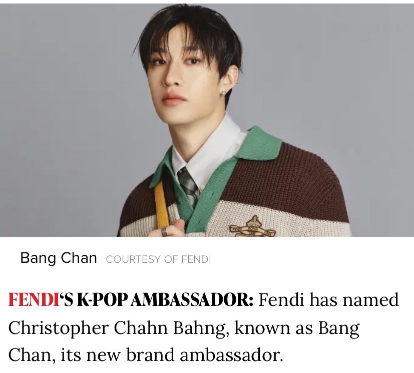 Sabían que Bang Chan es embajador de Fendi, porque creo que no te quedó claro que Bang Chan es el nuevo embajador de Fendi, si la verdad es que Bang Chan es el nuevo embajador de Fendi, te conté que Bang Chan es el nuevo embajador de Fendi?