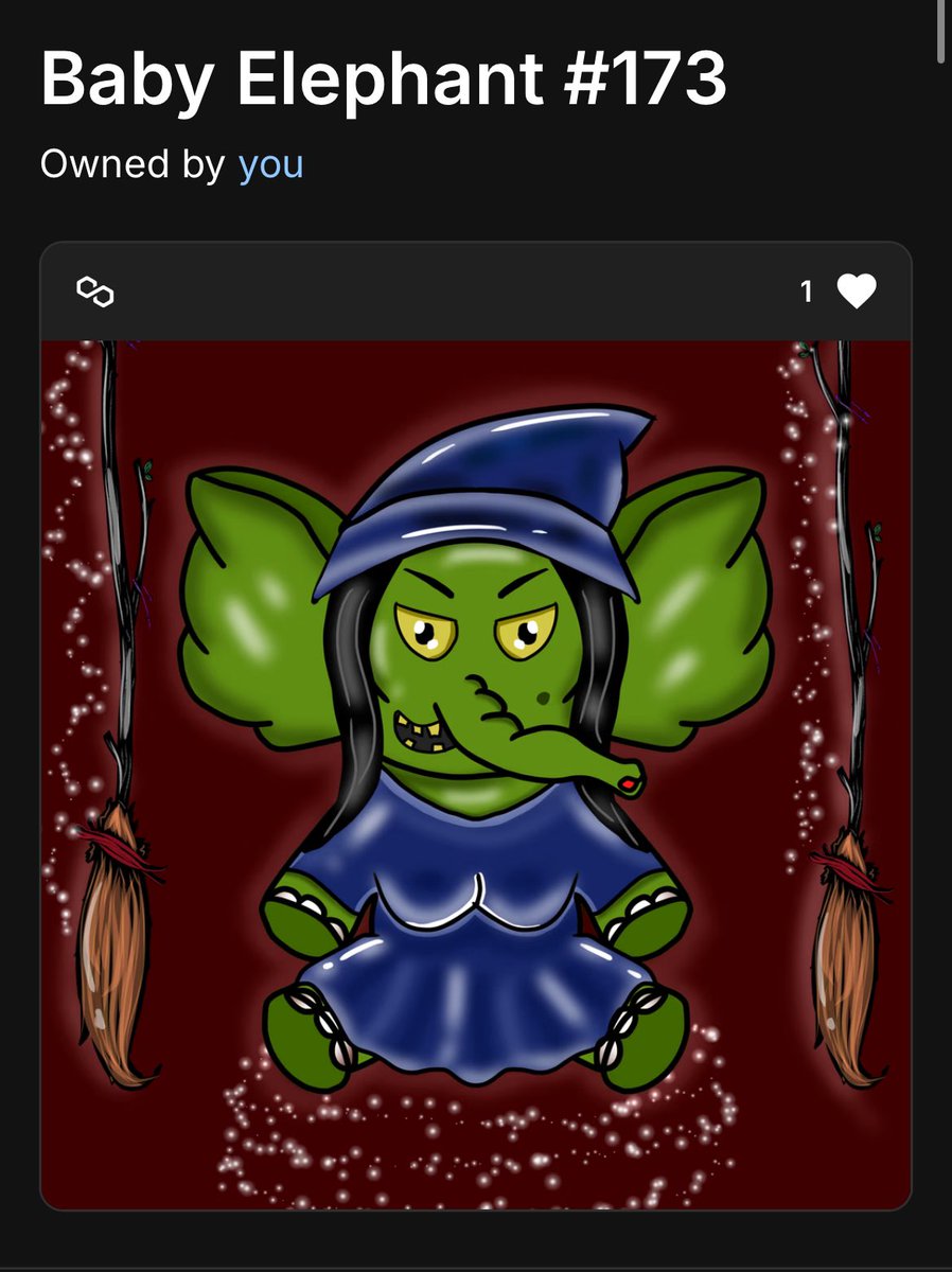 It’s only right that I snatched this lil baby off the floor so I could match my previous purchase. <a href="/Soulmate889/">Soulmate | SBE Founder 👩‍💻</a> creates such amazing baby elephants! Honestly if you don’t have at least one you’re holding a huge L!!
👉🏾🔗 opensea.io/collection/sty…