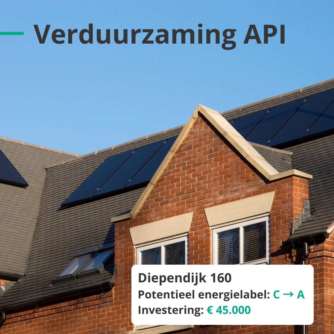⚙️API In ontwikkeling⚙️ 

De Verduurzaming API biedt inzicht in de duurzaamheidsstatus van een woning, de beschikbare verduurzamingsmaatregelen die u kunt nemen en de bijbehorende voordelen, zodat u eenvoudig kunt zien welke maatregelen rendabel zijn.

bit.ly/3PD9HUc