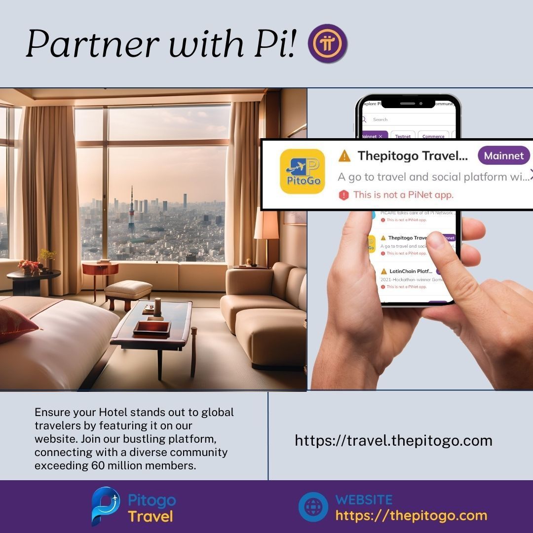 PitoGo_Services's tweet image. 🚀 ThePitogo Travel Services is your trusted platform for connecting travelers with hosts in the Pi Ecosystem.

💌 Don’t wait – send us a message today and follow us for updates. Let’s build the future of travel, together!

#ThePitogo #MainnetVerified #PiEcosystem #TravelWithPi
