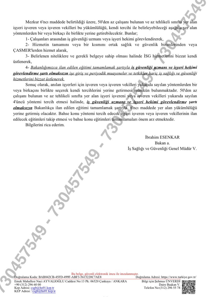 İş Sağlığı ve Güvenliği Kanunu’nda 1 Ocak 2025 tarihi itibarıyla kamu işyerleri ile 50’den az çalışanı olan ve az tehlikeli sınıfta yer alan işyerleri için “İş Sağlığı ve Güvenliği Hizmetleri” maddesi tüm işyerleri için yürürlüğe girdi. 

Böylelikle 50’den az çalışanı olan ve az