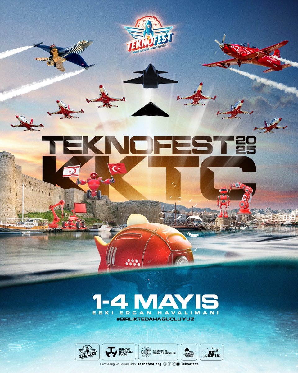Dünya’nın en büyük havacılık, uzay ve teknoloji festivali TEKNOFEST, 2025 yılında tekrar ülke sınırlarını aşıyor!  1-4 Mayıs 2025 tarihlerinde düzenlenecek!
Detaylı bilgi için: teknofest.org/tr/