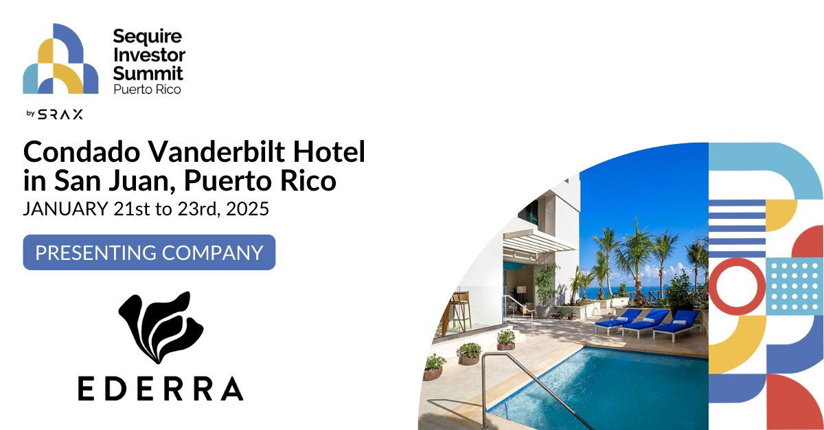 SRAXmedia's tweet photo. We’re proud to have EDERRA presenting at the Sequire Investor Summit.
https://t.co/EY7nG8JDK5
EDERRA is fostering a lifestyle of transparency, wellness, and mindful living.

📅 January 21st-23rd, 2025
📍 Condado Vanderbilt Hotel, San Juan, Puerto Rico
🌟 https://t.co/IF33ptfM5c https://t.co/9RwKkTv7lN