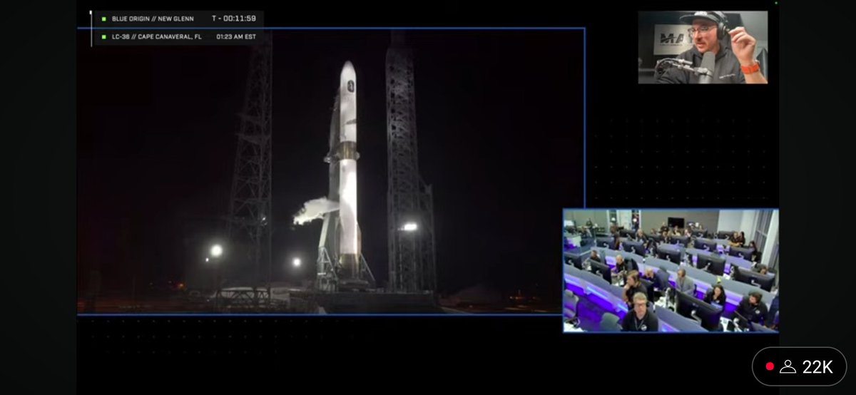 Getting ready to watch <a href="/blueorigin/">Blue Origin</a> launch New Glenn for the first time ever, with <a href="/Erdayastronaut/">Everyday Astronaut</a> keeping me company