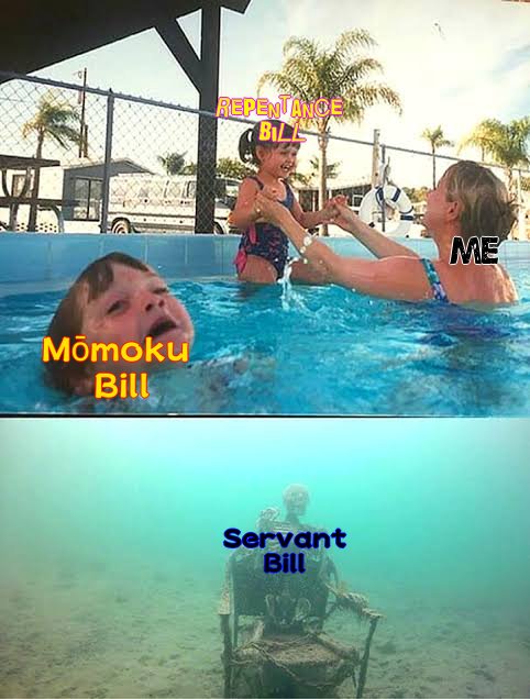 MilenPrower's tweet photo. "I have no favoritism"
I haven't given you much of the other two and I haven't even mentioned Servant lol
Me:
#RepentanceBill #MōmokuBill #ServantBill https://t.co/R6C5NBh1PT
