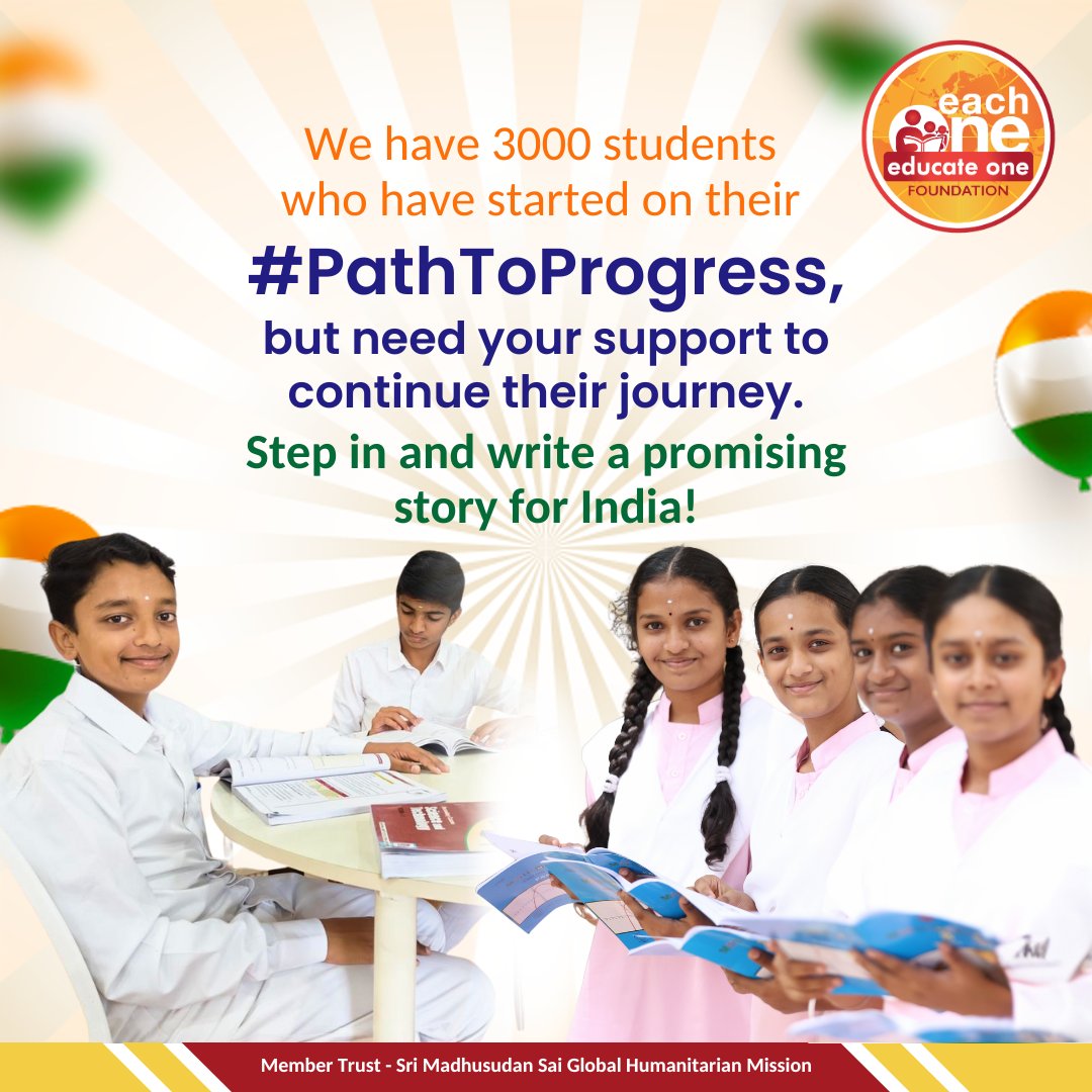 Each1EducateOne's tweet image. Your support towards the #PathToProgress campaign will transform the lives of 3000 rural, under-served children and youth. So, join in and inspire your friends and family to participate too.

#EachoneEducateone #Republic #Campaign #Friends #Funds #Donation #Educate #Communities