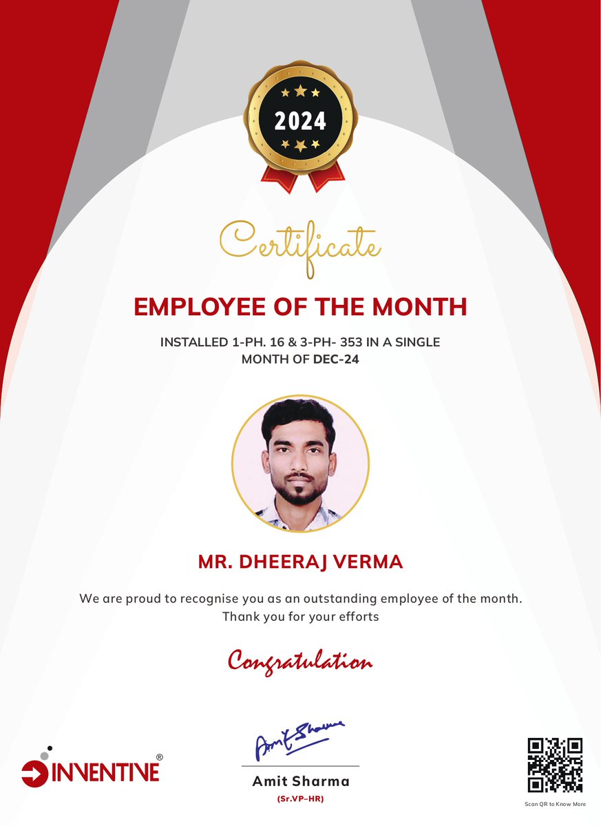 InventiveSoft's tweet photo. We’re proud to announce that Mr. Dheeraj Verma has been selected as the Employee of the Month for December 2024 at our Raipur office! Your hard work, dedication, and outstanding performance continue to inspire us all. Keep shining!🌟

#Employeeofthemonth #bestemployee #HardWork https://t.co/jF4a9XCG0k