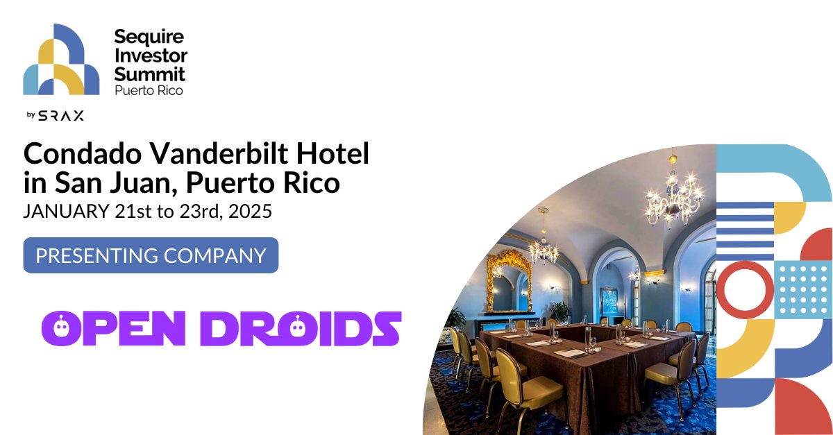 SRAX (@sraxmedia) on Twitter photo Open Droids is joining the conversation!
<a href="/opendroids_/">Opendroids</a> will share their insights as a presenting company at the Sequire Investor Summit.
opendroids.com
π
January 21st - 23rd, 2025
π Condado Vanderbilt Hotel, San Juan, Puerto Rico
π puertorico.srax.com Open Droids is joining the conversation!
<a href="/opendroids_/">Opendroids</a> will share their insights as a presenting company at the Sequire Investor Summit.
opendroids.com
π
January 21st - 23rd, 2025
π Condado Vanderbilt Hotel, San Juan, Puerto Rico
π puertorico.srax.com