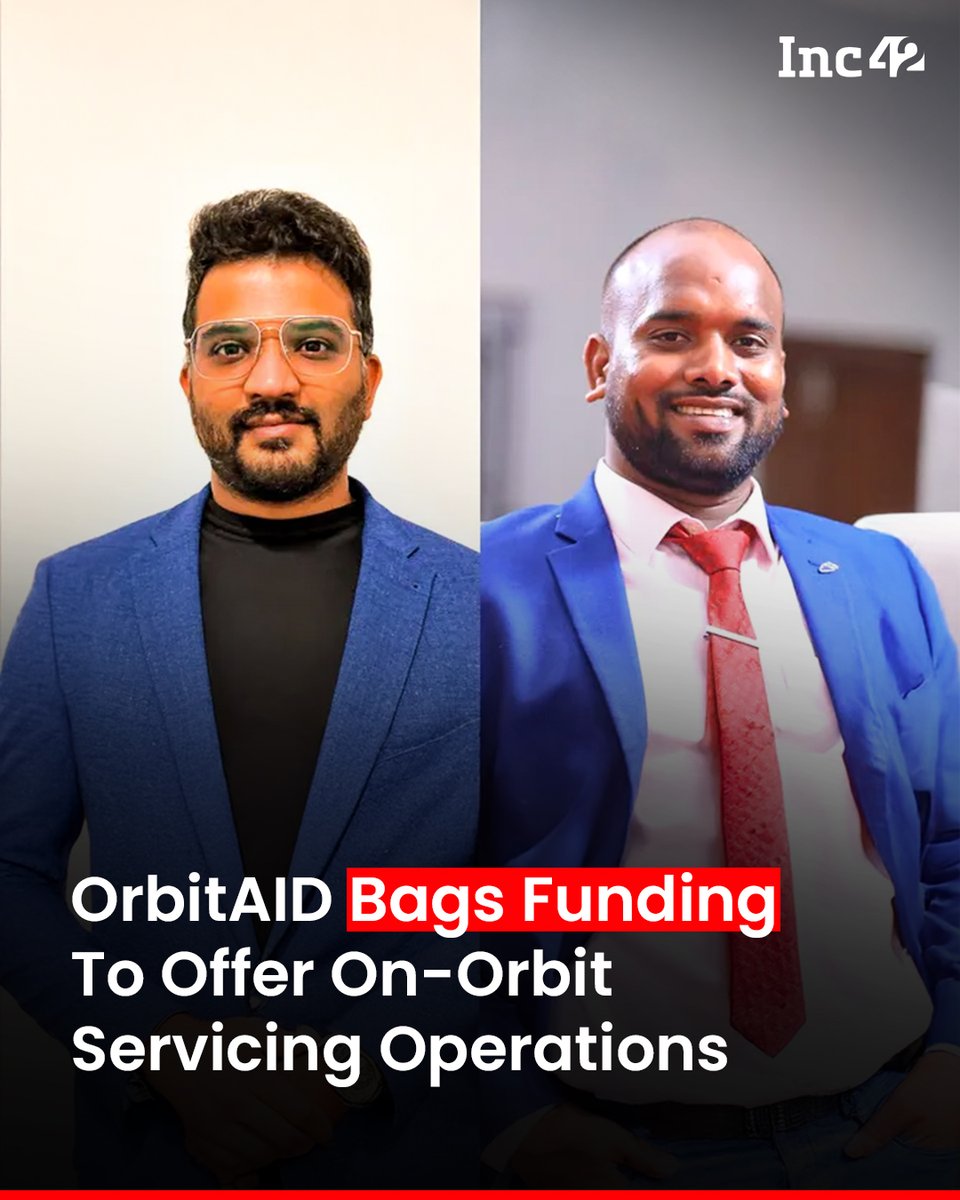 Inc42 (@inc42) on Twitter photo Spacetech startup <a href="/OrbitAID/">OrbitAID Aerospace</a> has raised $1.5 Mn (about INR 12.95 Cr) in its pre-seed funding round led by Unicorn India Ventures. The funding round also saw participation from Tamil Nadu Startup and Innovation Mission (TANSIM)👇
The Chennai-based startup intends to utilise the Spacetech startup <a href="/OrbitAID/">OrbitAID Aerospace</a> has raised $1.5 Mn (about INR 12.95 Cr) in its pre-seed funding round led by Unicorn India Ventures. The funding round also saw participation from Tamil Nadu Startup and Innovation Mission (TANSIM)👇
The Chennai-based startup intends to utilise the