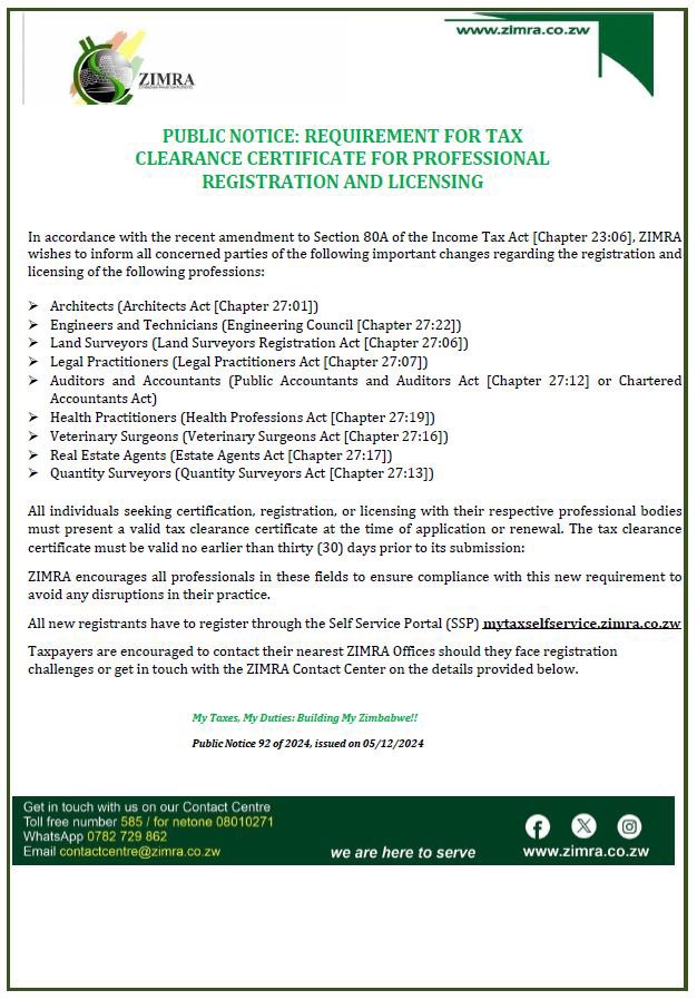 antomukuwa's tweet photo. Professionals must have Tax clearances! https://t.co/TL2ymXJPq5