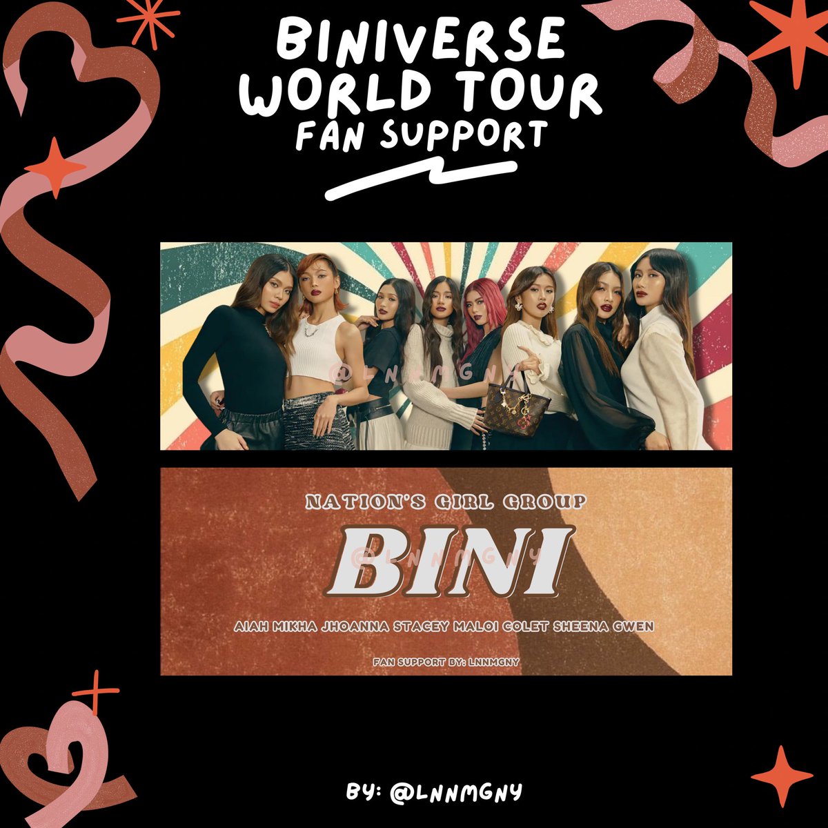 luckystarlei's tweet image. ♡ BINIVERSE WORLD TOUR 2025 fan support by @lnnmgny ♡

- mbf, like and rt

this fs is for team bahay blooms ☺️ to those who want a copy, i will send the softcopy thru gdrive link (you can print it if you want but pls, don’t sell it 😆) 

#BINIVerseWorldTour2025