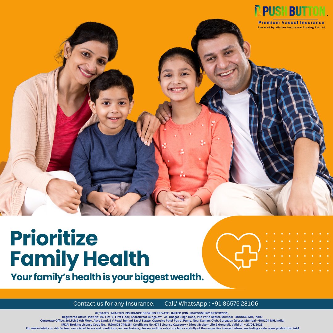 Pushbutton_ins's tweet photo. Life is unpredictable, but your family's health doesn't have to be. 🌼 Secure their well-being with customized health insurance. Contact us now at +91 86575 28106

#FamilyFirst #healthfirst #healthinsurance #SecureYourFuture #newyear #Pushbutton #PremiumVasoolInsurancea https://t.co/bvhqOXxwIM