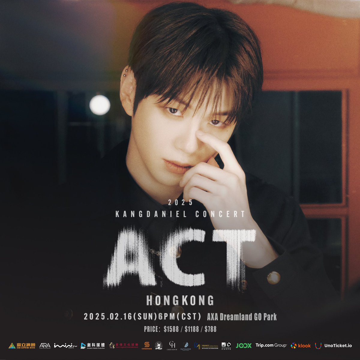 UNOTicket_'s tweet photo. 2025 KANGDANIEL CONCERT [𝗔𝗖𝗧] TOUR in HONG KONG 
⏰Sale Today
Date: February 16, 2025 (SUN)
Time: 6:00 PM
Venue: AXA DreamLand, Sai Sha GO PARK
Price: $1588/$1188/$788
Platform:
UNOTICKET: https://t.co/IiINIEDg1k
@konnect_danielk 
#KangDaniel #姜丹尼爾 #강다니엘 #unoticket https://t.co/aFn5ggN4jd