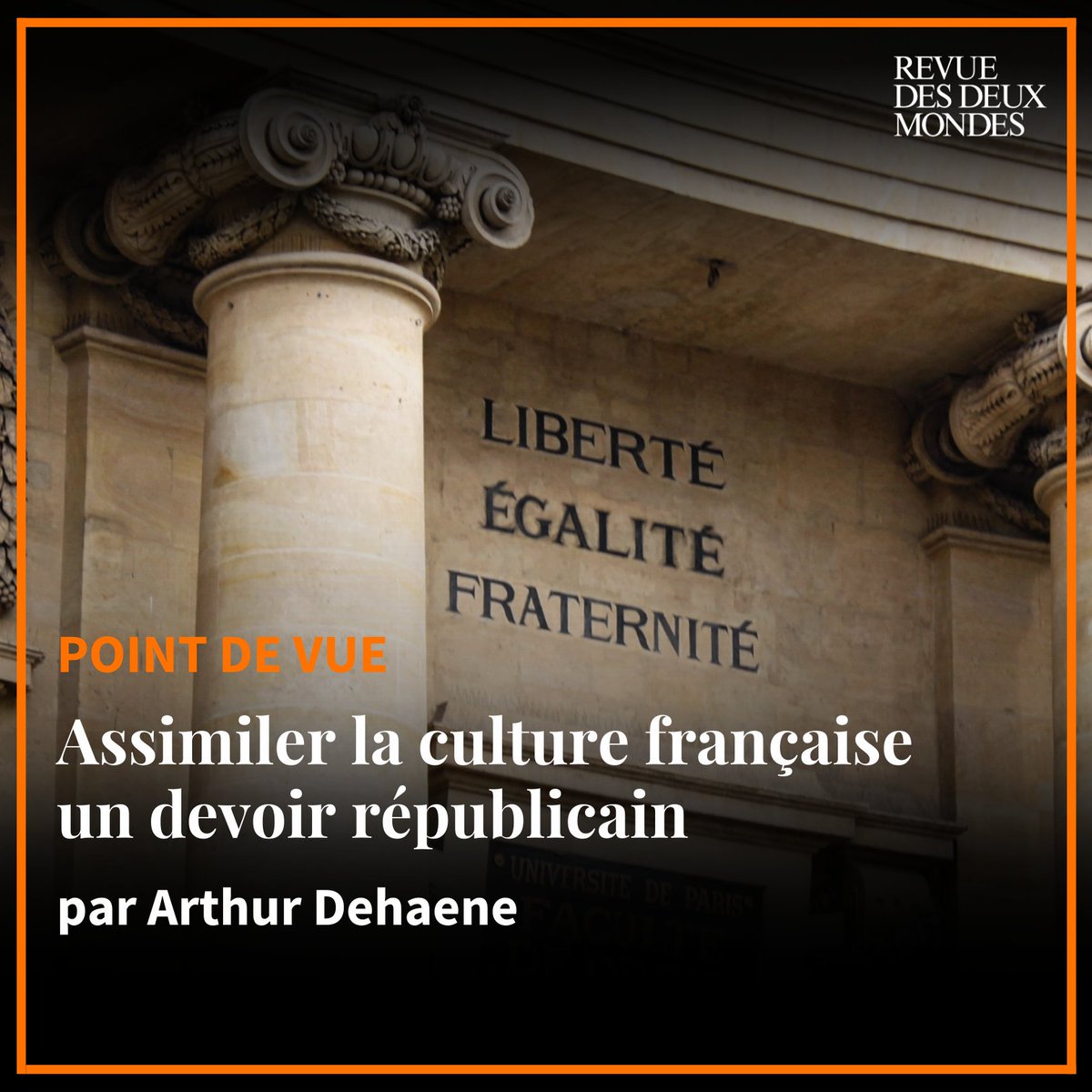 🔸[ POINT DE VUE ]

🔎 <a href="/Arthur_Dehaene/">Arthur Dehaene</a> défend l'assimilation culturelle comme fondement de l'unité républicaine française pour préserver la cohésion nationale 

💻 L'article ici : bit.ly/40nBz5a

🗞️ L’EXCEPTION CULTURELLE FRANÇAISE

➡️ BOUTIQUE : bit.ly/4eFwdG7