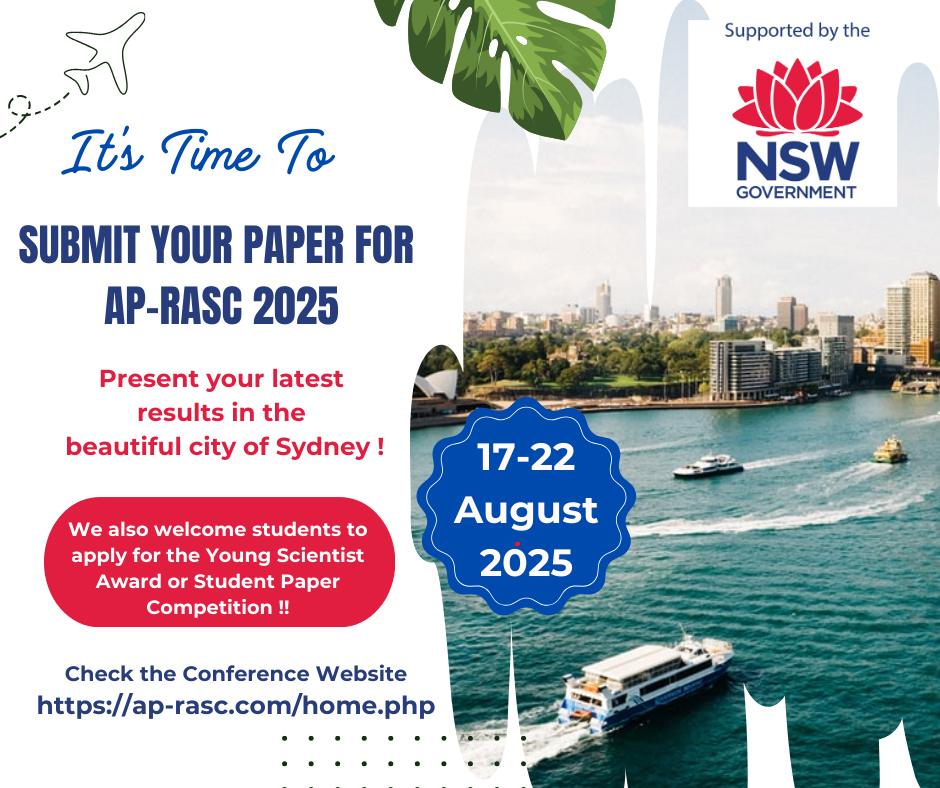 ⏳⏳⏳ It's time to submit your paper for #URSI #APRASC2025 !!! 👉eventure-online.com/eventure/login…
Check the topics and award application procedures on the Website : ap-rasc.com/home.php
