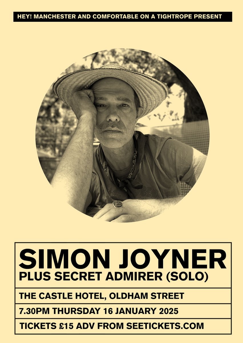 TONIGHT: We welcome @SimonJoyner1 to <a href="/thecastlehotel/">The Castle Hotel</a>! Doors 7.30pm, Secret Admirer (solo) is on at 8pm and Simon Joyner at 9pm. Advanced tickets still available, or you can pay on the door. Full info: heymanchester.com/simon-joyner-2…