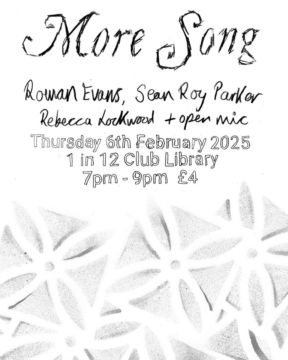 Come down to the next instalment of More Song on February 6th at the 1 in 12 Club in Bradford with readings from Rowan Evans, Sean Roy Parker and Rebecca Lockwood.

Bradford is the City of Culture 2025 – let's celebrate! 

Open mic fully booked. £4 entry.

moresong.co.uk/events/more-so…