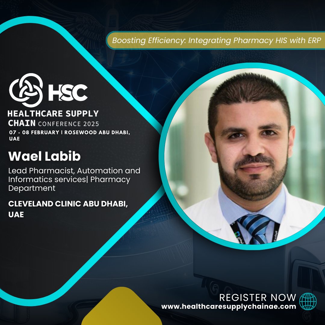 MENA_HInsurance's tweet photo. We’re thrilled to welcome Wael Labib covering ‘Boosting Efficiency: Integrating Pharmacy HIS with ERP’, at the Healthcare Supply Chain Conference on Feb 7-8, 2025, at the Rosewood Hotel, Abu Dhabi. 
🌐 Register Now: https://t.co/N7baRXR59p 
#HSC2025 https://t.co/qN6757jqZc