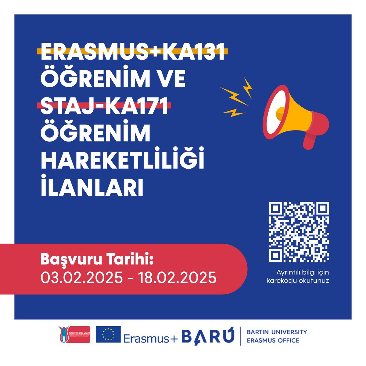 📣2025-05 Erasmus KA171 Öğrenim Hareketliliği İlanı📣

🔗 erasmus.bartin.edu.tr/duyurular/2025…