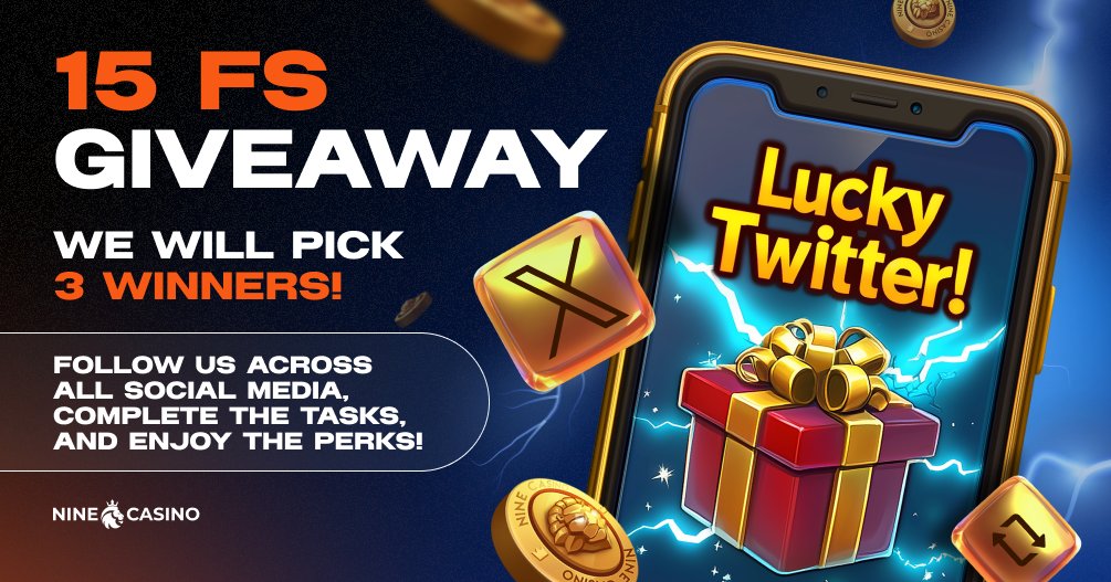 _NineCasino's tweet photo. 🎁 Lucky Twitter 🎁

Get in ACTION with NineCasino!

▪ Follow us on Twitter: https://t.co/Q6viyAfwnJ 
▪ Like the 3 latest posts and tag 3 friends 
▪ Comment with your favorite slot  

We’ll pick 3 lucky winners every week 

#casino #livecasino #SpinToWin https://t.co/QmLdDNduLv