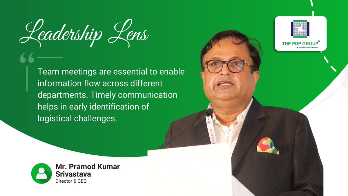 The PDP Group® (@thepdpgroup) on Twitter photo Today's #LeadershipLens from our Director & CEO <a href="/prasri_9/">Pramod Kr Srivastava</a> highlights the importance of regular team meetings to stay updated with the dynamic changes in an interconnected professional world.
#insights #logistics #learnings #ceospeaks #teammeeting #careergrowth Today's #LeadershipLens from our Director & CEO <a href="/prasri_9/">Pramod Kr Srivastava</a> highlights the importance of regular team meetings to stay updated with the dynamic changes in an interconnected professional world.
#insights #logistics #learnings #ceospeaks #teammeeting #careergrowth