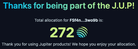 cryptxonchain's tweet photo. Received a nice allocation from @JupiterExchange! 

Thanks, @jup_uplink @weremeow @jup_dao 🫡

//allocation checker is now live 👇
https://t.co/pBTTb4M7D0 https://t.co/TZG7Nmr5nk