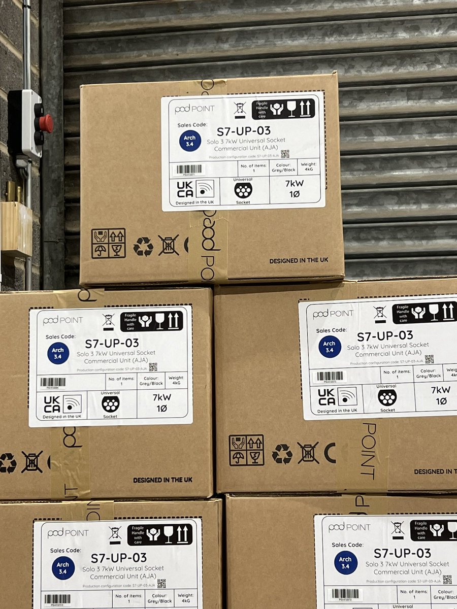 blandfordsllp's tweet photo. It’s going to be a busy day! 🚗⚡Our commercial team have just taken delivery of these @Pod_Point chargers. Helping our customer meet their green goals, and charge into the future 🌍 #EVCharging #Sustainability #PodPoint https://t.co/TkifVyuPgX