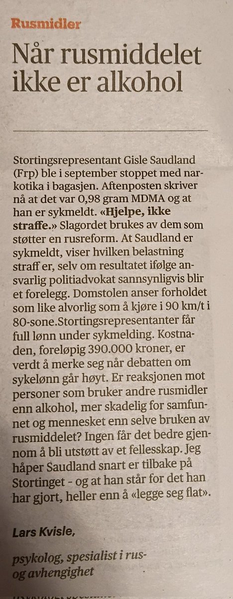 -Er reaksjonen mot personer som bruker andre rusmidler enn alkohol, mer skadelig for samfunnet og mennesket enn selve bruken av rusmiddelet?

Ja,det er åpenbart for alle som vil se.