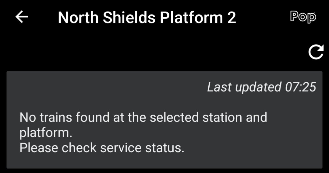 YellsAtCorpos's tweet photo. Pop app not working? Or there's really no service from north shields this morning? @My_Metro https://t.co/Bh5sttF3uR