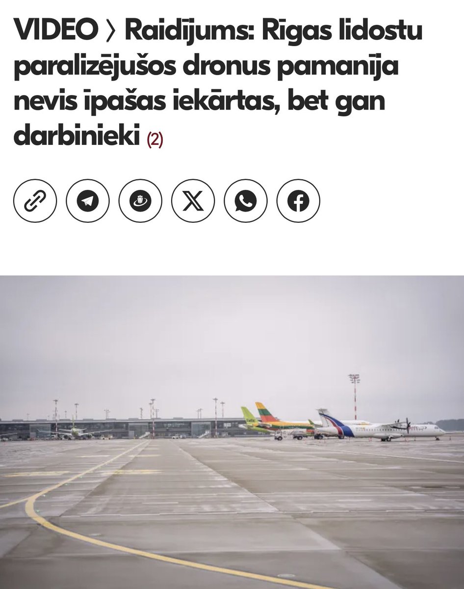 RamonaPETR's tweet image. Vai lidostā būs jaunas vakances - dronu vērotāji? Ja lidostas sistēmas tos nespēj  uztvert, kā tiks nodrošināta lidojumu drošība??
Kā ieraugam dronu, vienīgais ko varam darīt - vērot, kamēr tas nokrīt vai pazūd. Par kādu drošību var runāt, ja ar pāris droniem nevar tikt galā un…