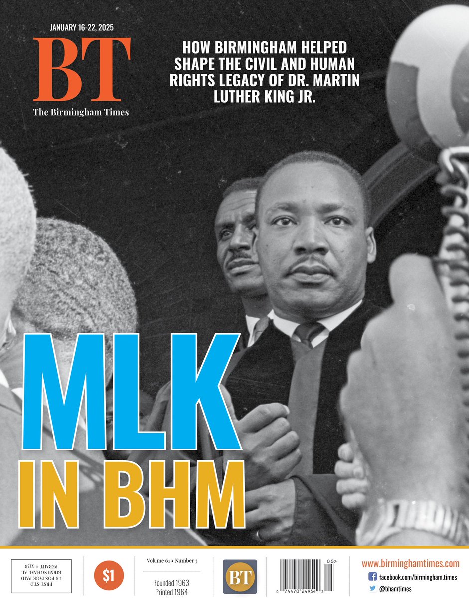BhamTimes's tweet photo. Ahead of #MLKDay 2025, this week's #Birmingham Times print edition highlights the city's role in helping to shape a #CivilRights/#HumanRights giant. #mlkjr #mlkbirthday
https://t.co/RCRkS33MED https://t.co/7ylXw0R4lV