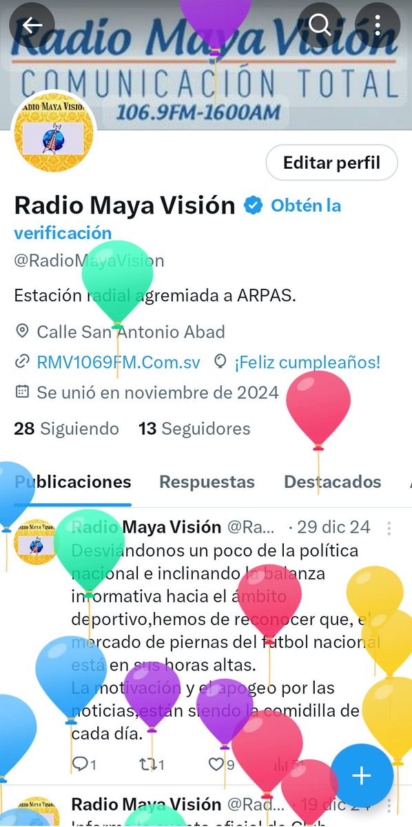 Globos en nuestro perfil.
Nacimos justamente dos años después de la firma de los Acuerdos de Paz.