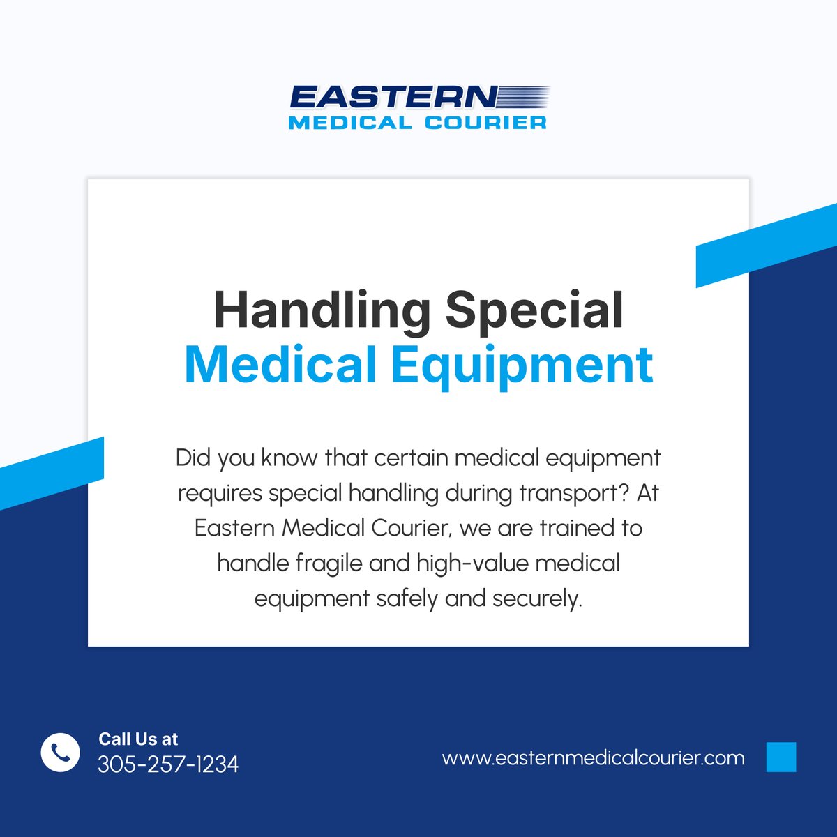 easternmedc_'s tweet image. When it comes to transporting delicate medical equipment, trust Eastern Medical Courier for expert handling. We ensure your items are delivered safely and on time in Miami.

#ExpertHandling #DidYouKnow #MedicalEquipment
