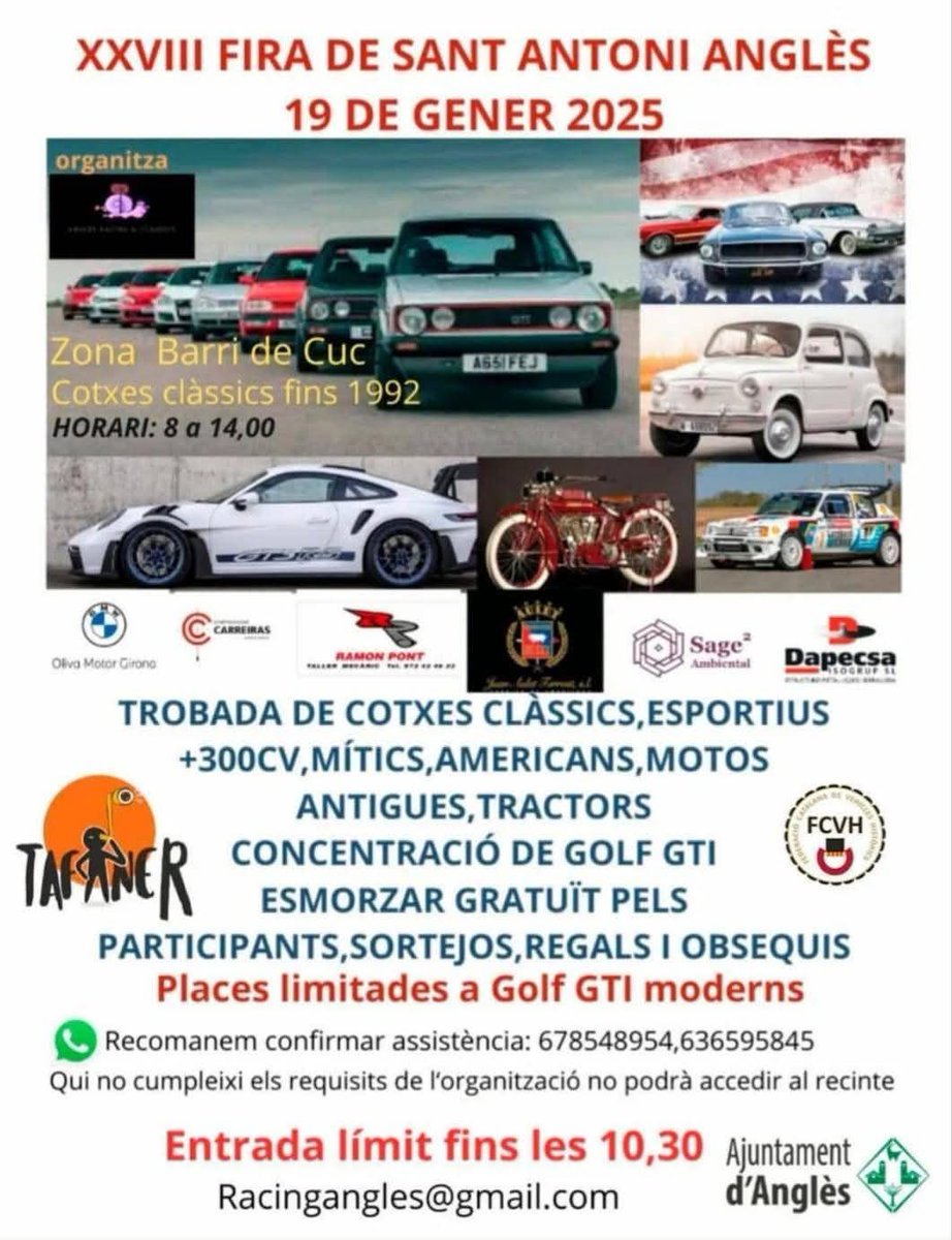 🚗 Aquest proper diumenge els Amics dels Clàssics de Montcada i Reixac participarem a la Fira d’Anglès, primera trobada del calendari de concentracions de vehicles clàssics. Molt recomanable!